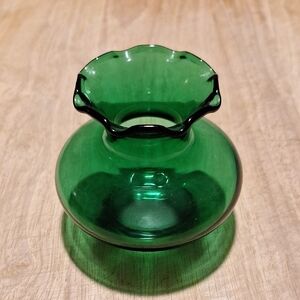 Anchor Hocking 3 1/2 Tall Green Glass Vase